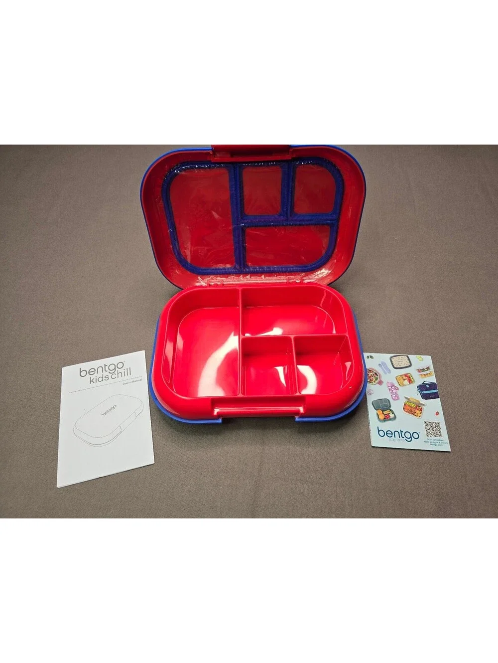 Bentgo Kid Chill Leak-Proof Lunch Box w/ Removable Ice Pack Red/Blue Openbox New